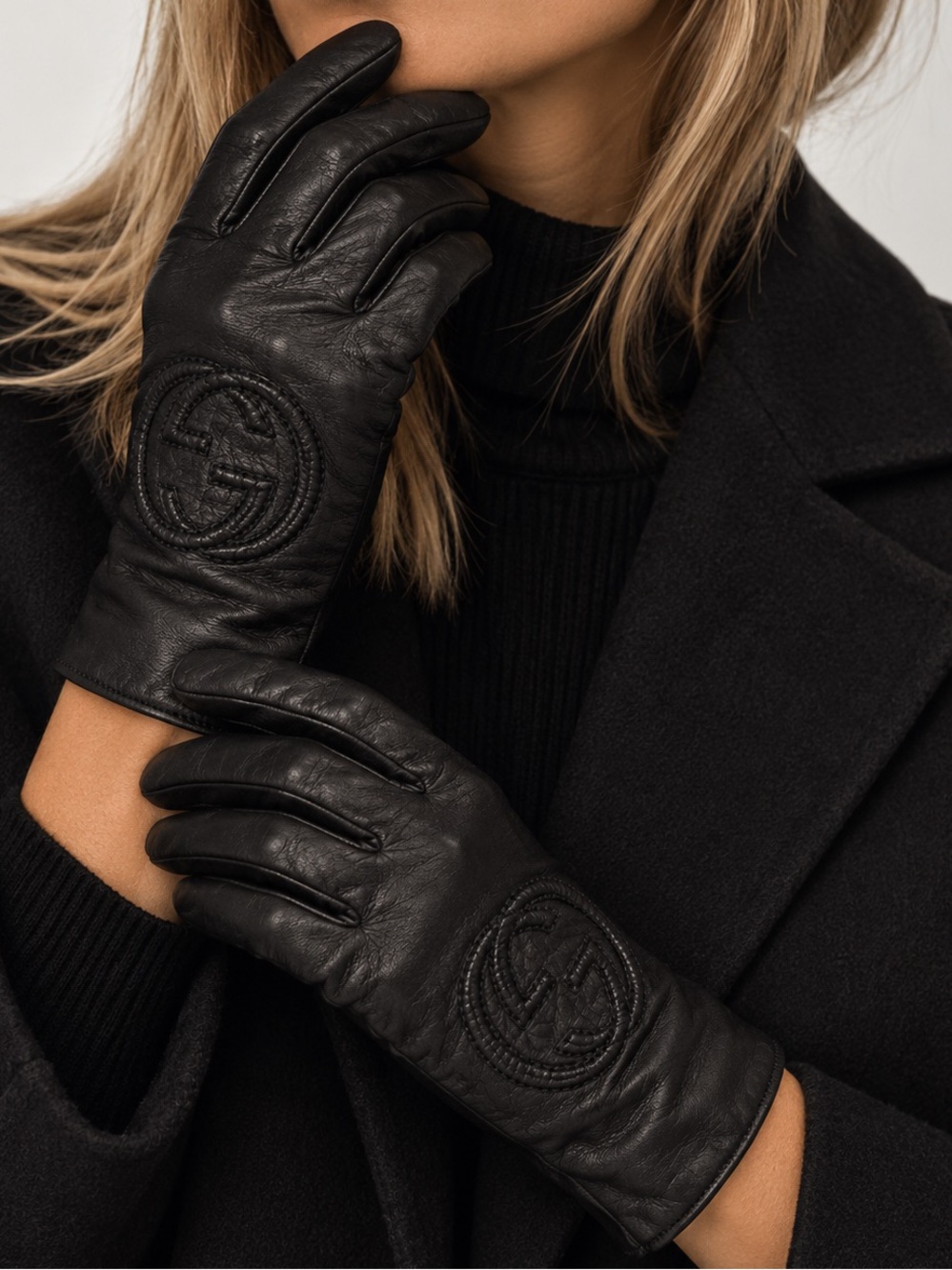 Vintage Tom Ford Gucci GG Monogram Lambskin Leather Gloves Black 7